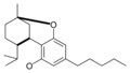 Hemijska struktura iso-CBN-tipa ciklizacije kanabinoida.