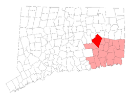 Lebanons beliggenhed i Connecticut.