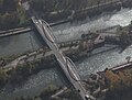 Brug en Wasserübergabe Hamm. Middenin de foto het DHK, onder de Lippe.