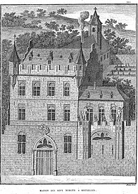 Maison des sept nobles à Bruxelles avec l'écusson Sleeus, gravé sous la direction du graveur Michel[13]