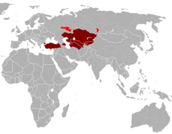 Sovereign (maroon) and other members (red) of TÜRKSOY.