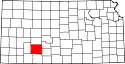 Harta statului Kansas indicând comitatul Ford