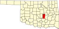 Map of Oklahoma highlighting Seminole County