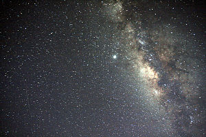 A meteor and galactic center of Milky Way gala...