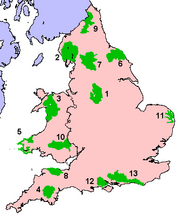 The National Parks of England and Wales. The Pennine areas included are those marked as 1, 7 and sometimes 9.