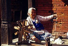 A Nepali Charkha in action Nepali charka in action.jpg