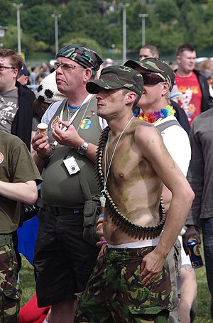 Camo-garbed revellers at Nottingham Pride 2010.