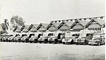 Line of old buses