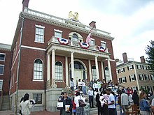 A naturalization ceremony in Salem, Massachusetts in 2007 SalemMassCustomHouseNaturalization3ty13543.jpg