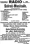 Image 27Advertisement placed on November 5, 1919, Nieuwe Rotterdamsche Courant announcing PCGG's debut broadcast scheduled for the next evening (from Radio broadcasting)