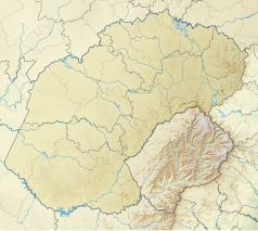 Mapa konturowa Wolnego Państwa, po prawej znajduje się punkt z opisem „Park Narodowy Golden Gate Highlands”