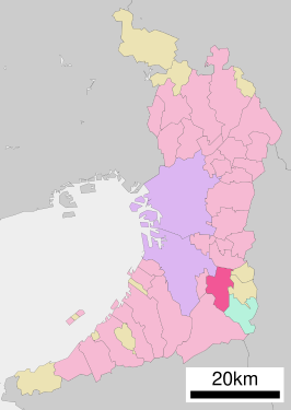 Situering van Tondabayashi in de prefectuur Osaka