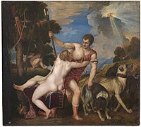 Venus y Adonis Oleu sobre llenzu, 186 x 207 cm, Muséu del Prado (Madrid).