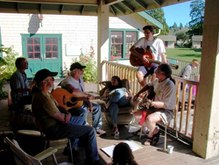 Participants in a VFSS retreat jam outdoors.