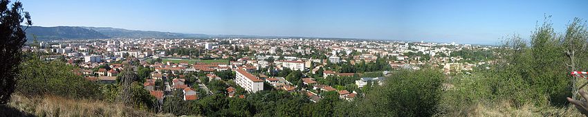 Vue sur les quartiers sud de Valence depuis le plateau de Lautagne.