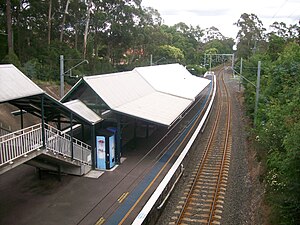 Warrawee railway station platform 2 from footbridge.jpg