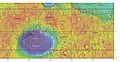 エリシウム平原とその周辺地域の地形図。