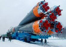 Transporting the launch vehicle to the launch pad Na kosmodrome Plesetsk (1).png