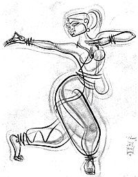 Sketch of a Bharatanatyam dancer by Shiavax Chavda