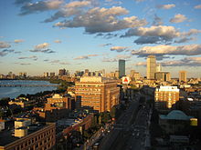 Boston University's East Campus along Commonwealth Avenue Boston at sunset.jpg