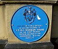 Blue plaque on former Halifax building, Brighouse.