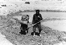 Löß-Abbau in Tibet (Foto aus dem Jahr 1938)