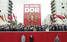 Honecker en Gorbatsjov bij de viering van 40 jaar DDR, één maand voor de val van de muur