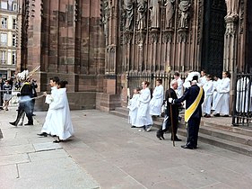 Cérémonie de clôture des festivités du millénaire de la cathédrale Notre-Dame de Strasbourg en 2015.