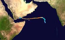A track map of Extremely Severe Cyclonic Storm Chapala (04A) during late October and early November