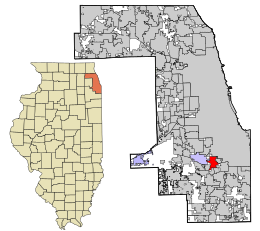 Location in Cook County and the state of Illinois.