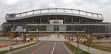 The main entrance of the stadium, when it was known as Invesco Field at Mile High