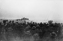 Men of the 2nd Battalion, Royal Ulster Rifles, part of the 3rd Division, awaiting evacuation at Bray Dunes, near Dunkirk, 1940. Dunkirk 1940 HU1137.jpg