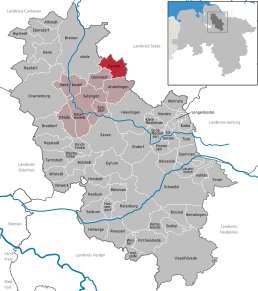 Poziția Farven pe harta districtului Rotenburg (Wümme)
