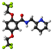 Модел на топка и пръчка на молекулата на флекаинид