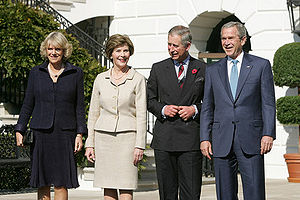 President and Mrs Bush greet TRH The Prince of...