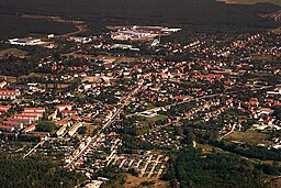 Flygfoto över stadskärnan.