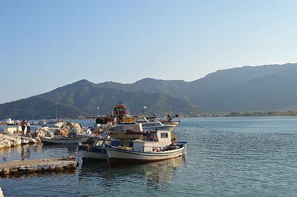 Harbour in Golden Beach in Thassos, Greece