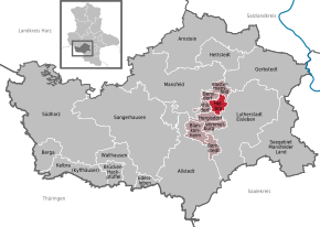 Poziția Helbra pe harta districtului Mansfeld-Südharz