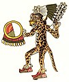 Skinnet av en jaguar brukt som drakt av en aztekisk kriger.