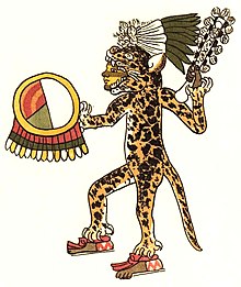 Jaguar on Jaguar Warrior   From The Codex Magliabechiano