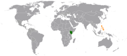 Карта с указанием местоположения Кении и Филиппин