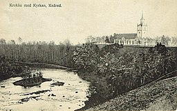 Kyrkan vid Krokån på vykort omkring 1915.