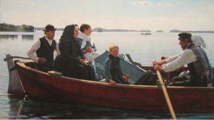 Albert Edelfelt, Lapsen ruumissaatto, 1879.