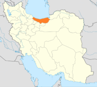 Kort over Iran med Mazandaran markeret