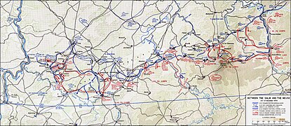 Tysk angrep, fra elven Salm til elven Maas (fransk: Meuse) (stor versjon)