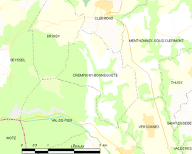Mapa obce Crempigny-Bonneguête