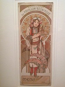 Menu designed by Alphonse Mucha for the restaurant of the Bosnia Pavilion