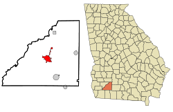 Location in Mitchell County and the state of جورجیا