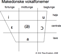 Diagram over det makedonske vokalsystem. Klik for at få billedet at se i størrelsen 369x330 punkter