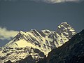 Nanda Devi peak view from outer Sanctuary near Bujgara closeup